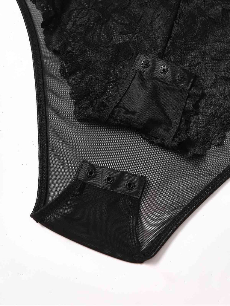 1960s Lace Spaghetti Straps Corset Bodysuit