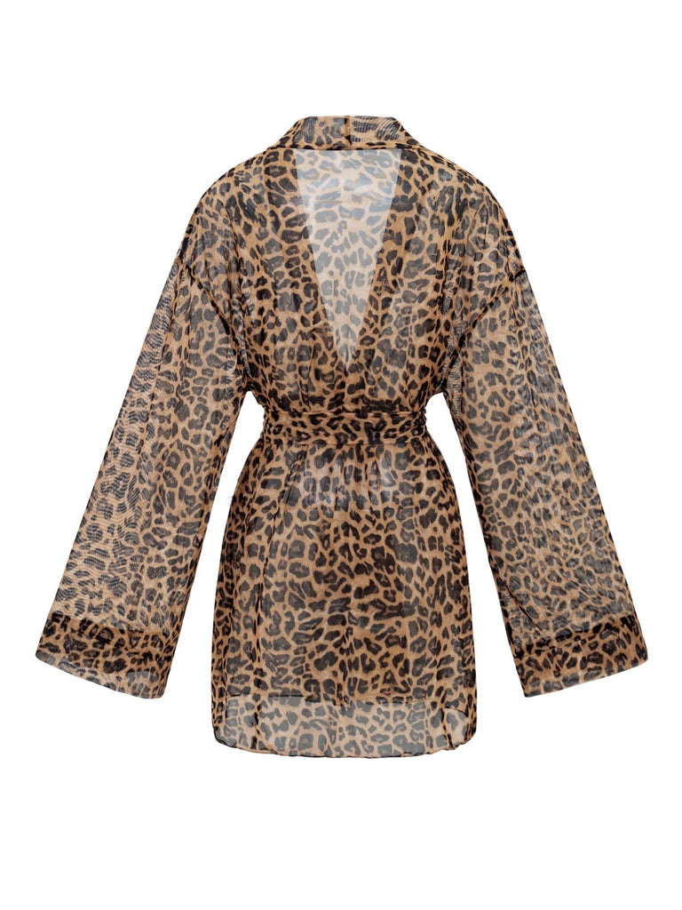 1960s Leopard Beach Lace-Up Cover-Up