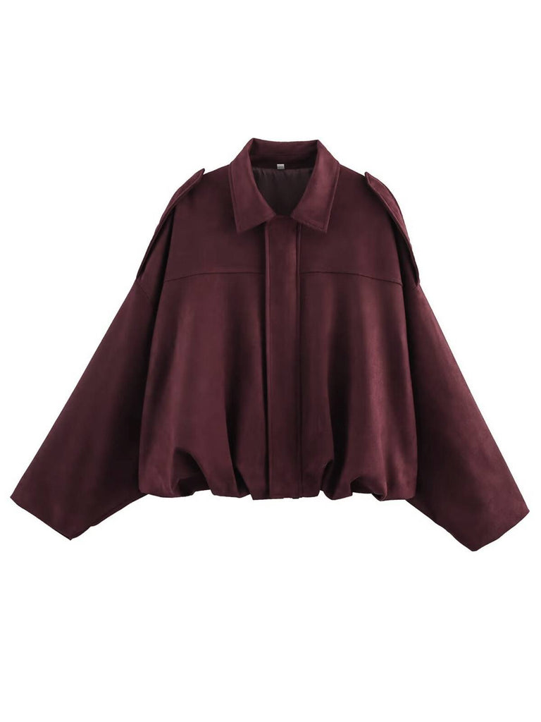 1980s Lapel Oversized Suede Jacket