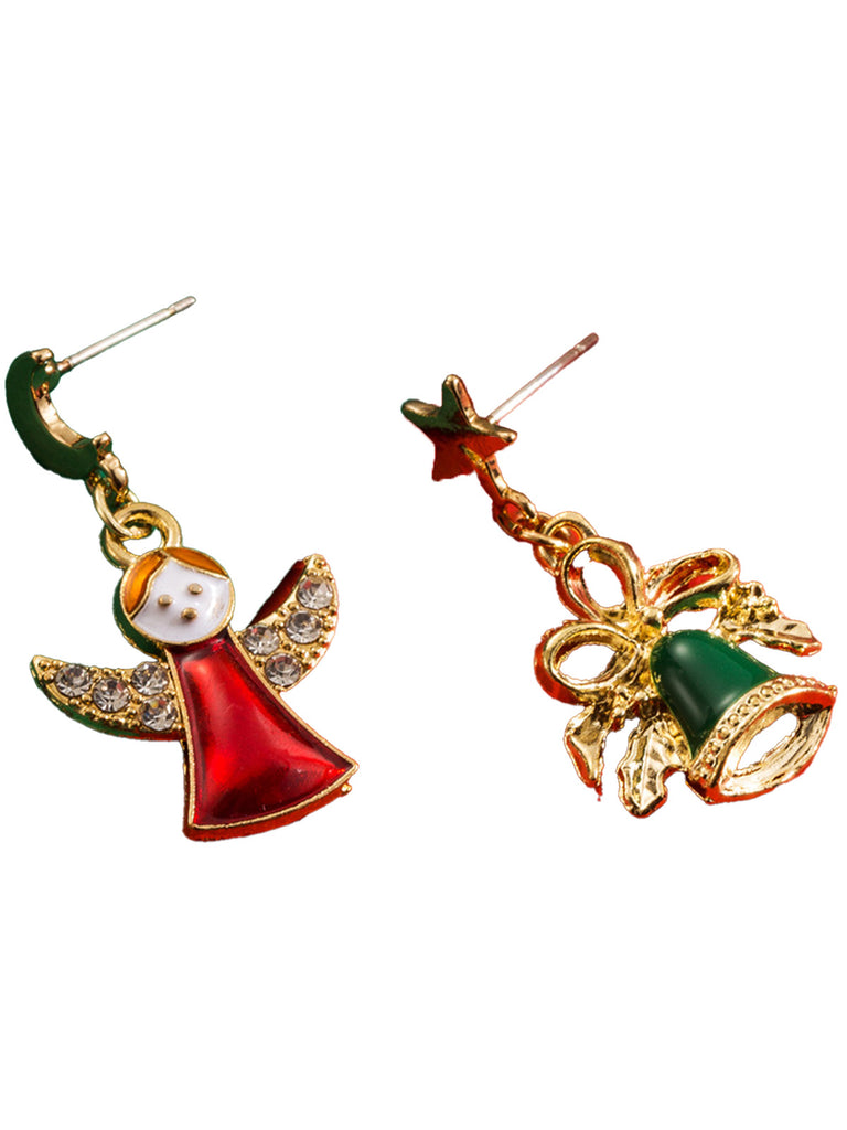 Christmas Bell Angel Snowflake Dangle Earrings