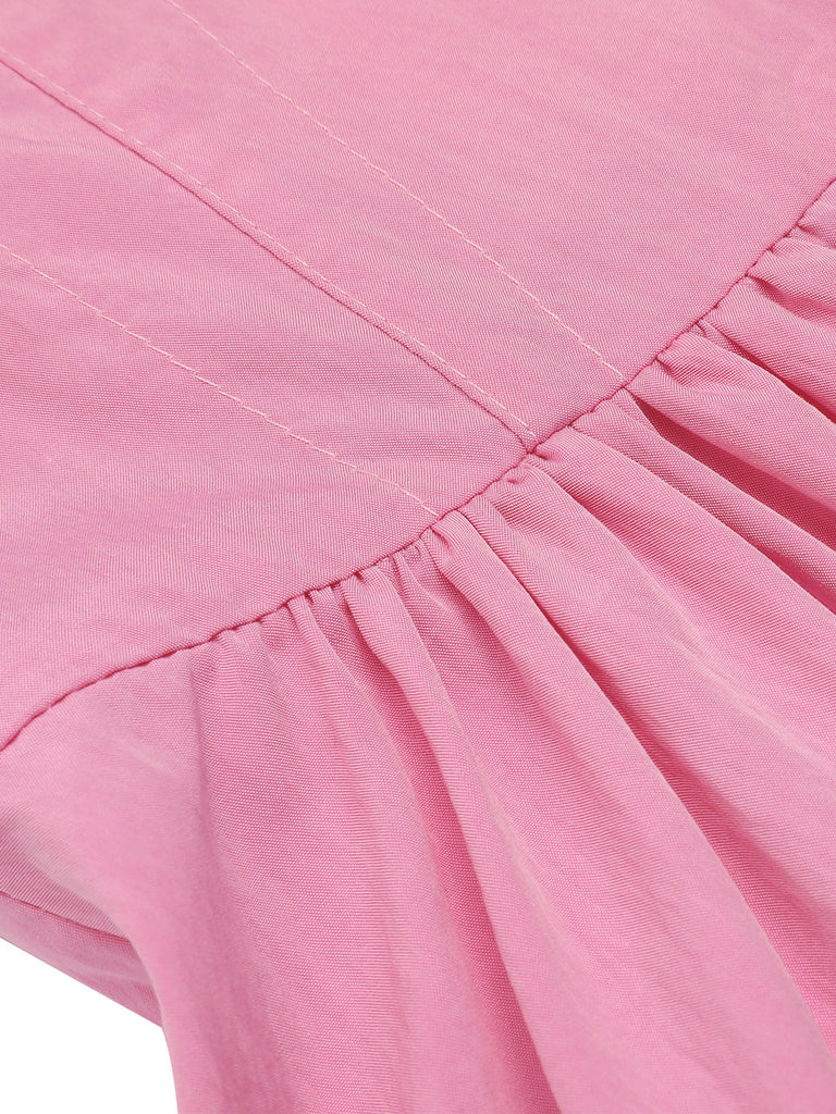 Pink 1950s Doll Collar Solid Dress