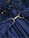 [Plus Size] Navy Blue 1970s Star Print Ruffle Flounce Sleeve Dress