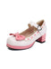 Chunky Heel Two Tone Bow Marry Jane Shoes