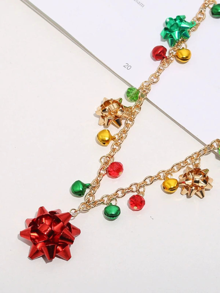 Christmas Flower Bell Necklace & Bracelet & Earring Set