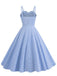 1950s Spaghetti Strap Plaids Button Swing Dress