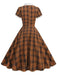 1950s Peter Pan Collar Plaid Swing Dress