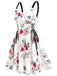 1950s Strap Floral Butterflies Lace-Up Corset Dress