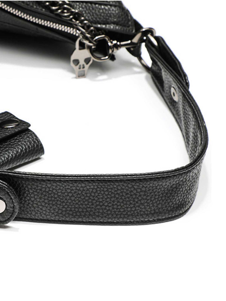 Gothic Skull Studded Chain Hobo Bag