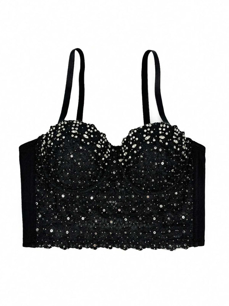 1980s Strap Sparkling Rhinestone Corset