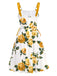 1950s Strap Floral Lace-Up Corset Dress
