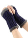 Winter Faux Fur Trim Knit Fingerless Gloves