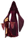 1980s Velvet Medieval Lace-Up Hooded Dress