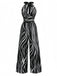 Black & White 1930s Irregular Print Halter Jumpsuit