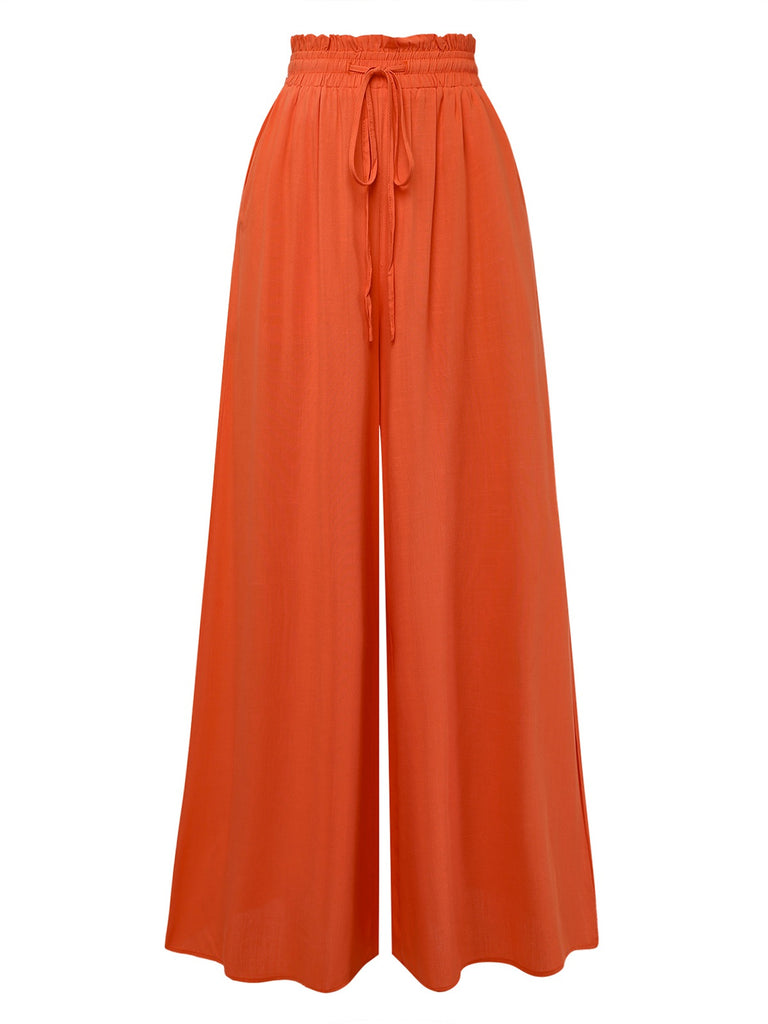 1940s Solid Medium Rise Palazzo Pants