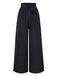 Black 1970s Solid Belted Wide-Leg Pants