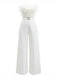 1970s Strapless Feather Solid Jumpsuit