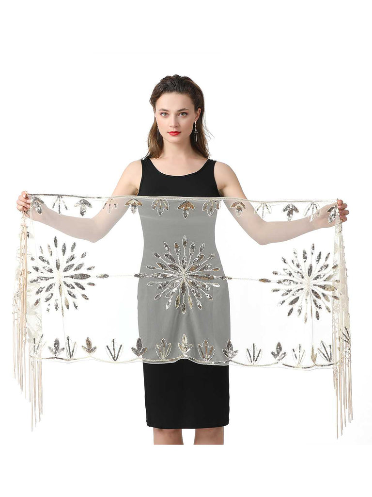 1920s Tassel Sequined Mesh Cape