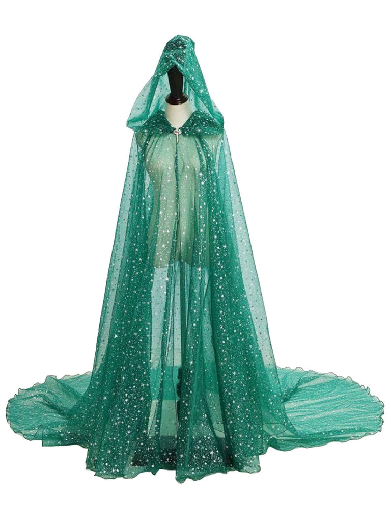 Halloween Gold Foil Hooded Long Train Cape