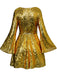 1970s V-Neck Flare Sleeve Sequined Disco Dress