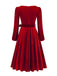 1950s Christmas Velvet Square Neck Long Sleeve Dress