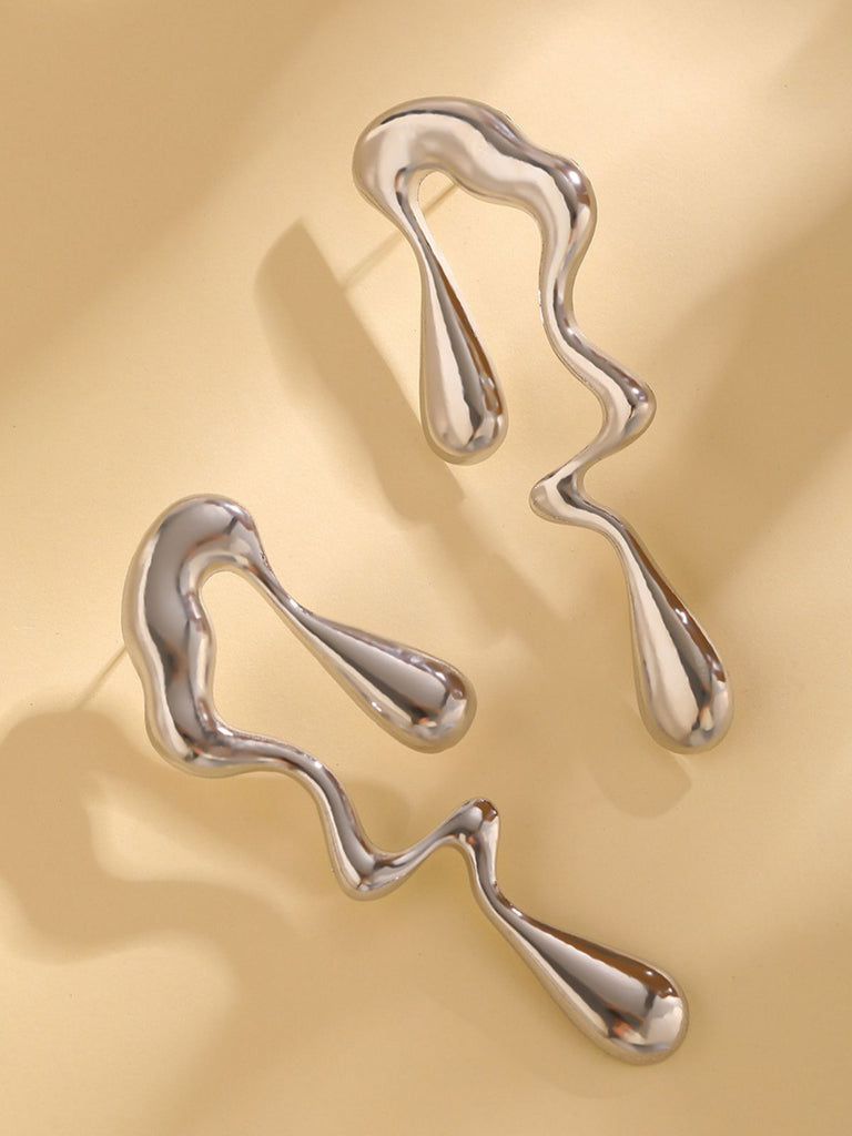 Vintage Liquid Metal Drop Stud Earrings