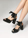 Ribbon Bow Lace-Up Chunky Heel Sandals