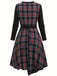 [Plus-Size] Black 1940s Cutout Plaid Patchwork Dress