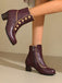 Vintage Faux Fur Lining Chunky Heel Short Boots