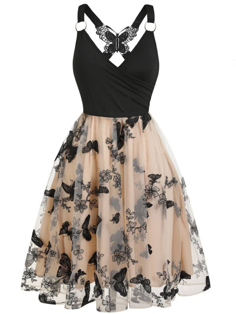 1950s 3D Butterfly Embroidered Patchwork Dress
