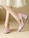 Vintage Bow Strap Point Toe Chunky Heels