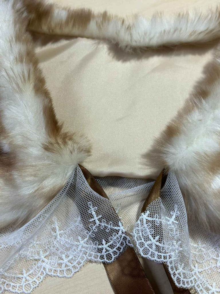Retro Lace Trim Deer Bow Faux Fur Collar