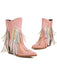 Vintage Tassel Mid Heel Flannelette Boots