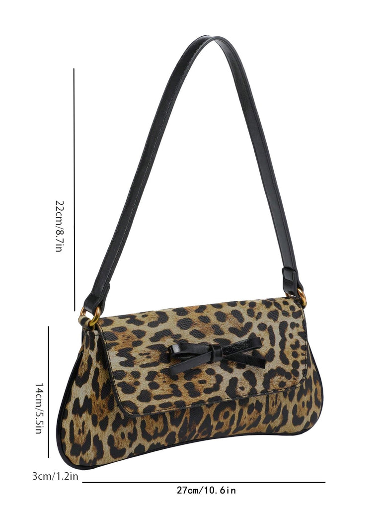Vintage Leopard Print Single Shoulder Underarm Baguette Bag