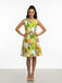 Green 1960s Geometric Print Round Neck Shift Dress