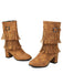 Vintage Solid Fringe Suede Chunky High Heel Boots