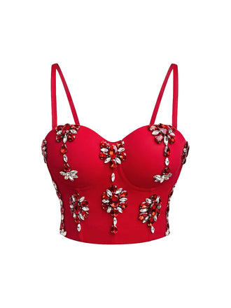 1970s Slip Crystal Cropped Bustier Top