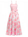 1930s Bow Organza Floral Spaghetti Straps Dress
