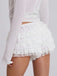 1980s Multi-Layered Lace Ruffled Low-Rise Shorts