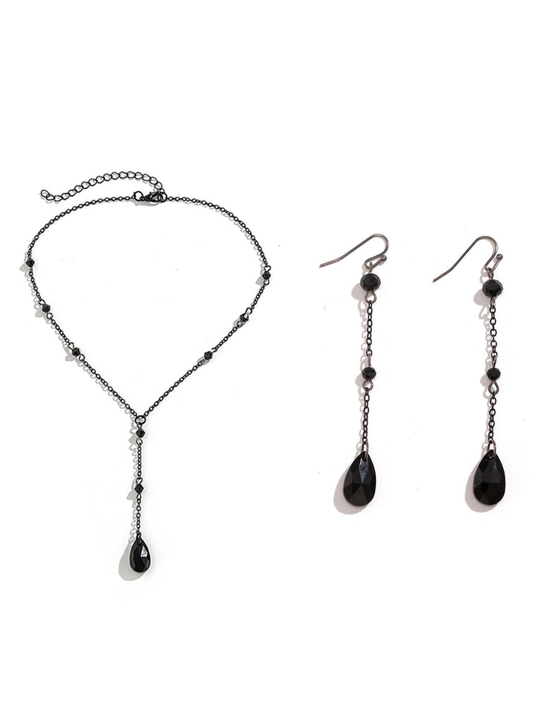 Vintage Teardrop Chain Punk Earrings & Necklace