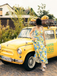 1940s Lemon Print Spaghetti Strap Swing Dress