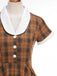 1950s Peter Pan Collar Plaid Swing Dress