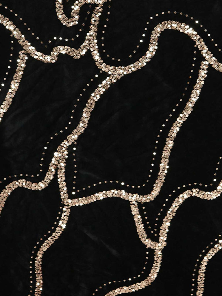 Black 1980s Strapless Sequin Bodycon Dress