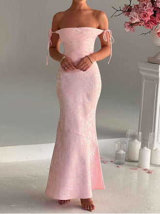 1930s Strap Floral Jacquard Mermaid Dress