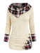 1940s Knit Plaid Button Hooded Sweater