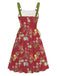 1950s Strap Floral Lace-Up Corset Dress