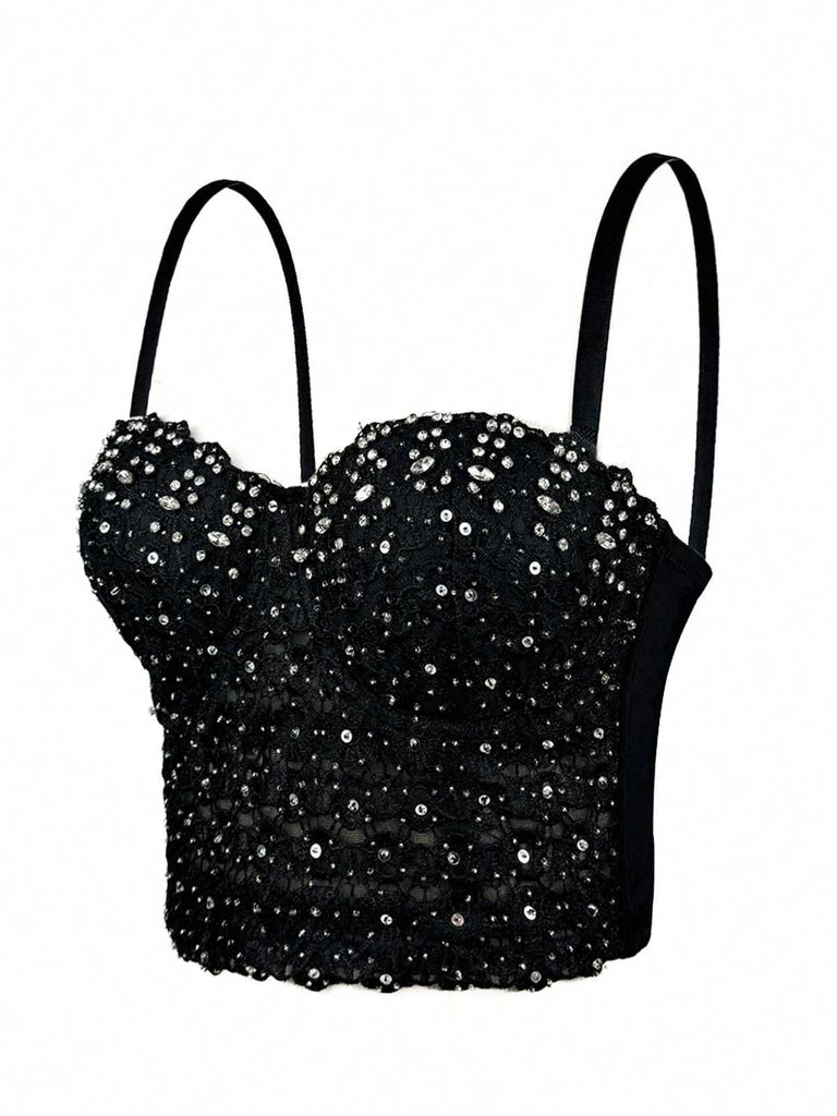 1980s Strap Sparkling Rhinestone Corset