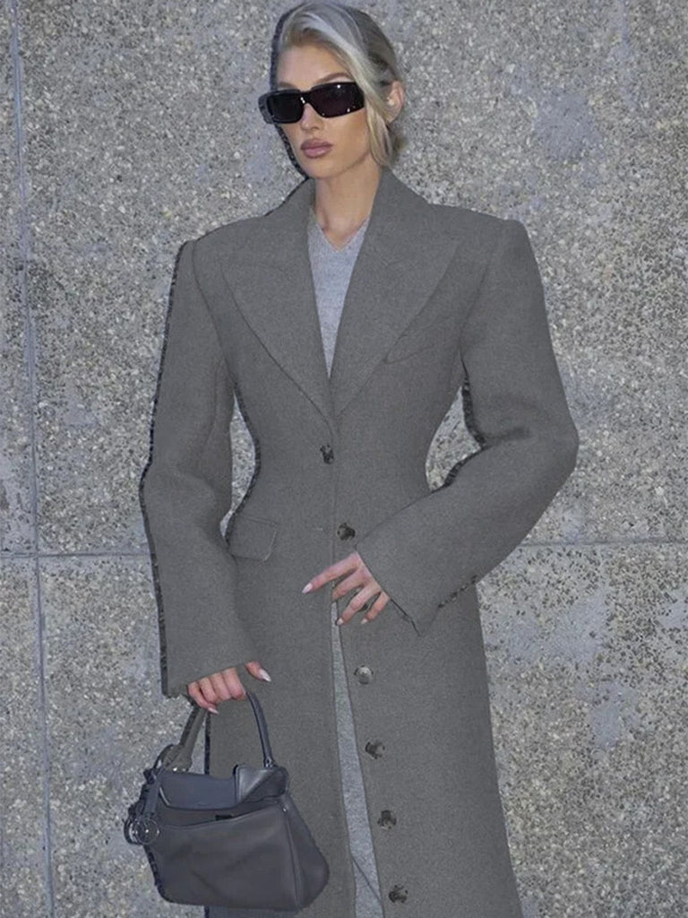 1930s Solid Lapel Button Wool Coat