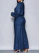 1930s Glitter Ruched Lantern Sleeve Knit Fishtail Dress