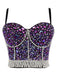 1970s Rhinestone Pearl Spaghetti Strap Corset Top