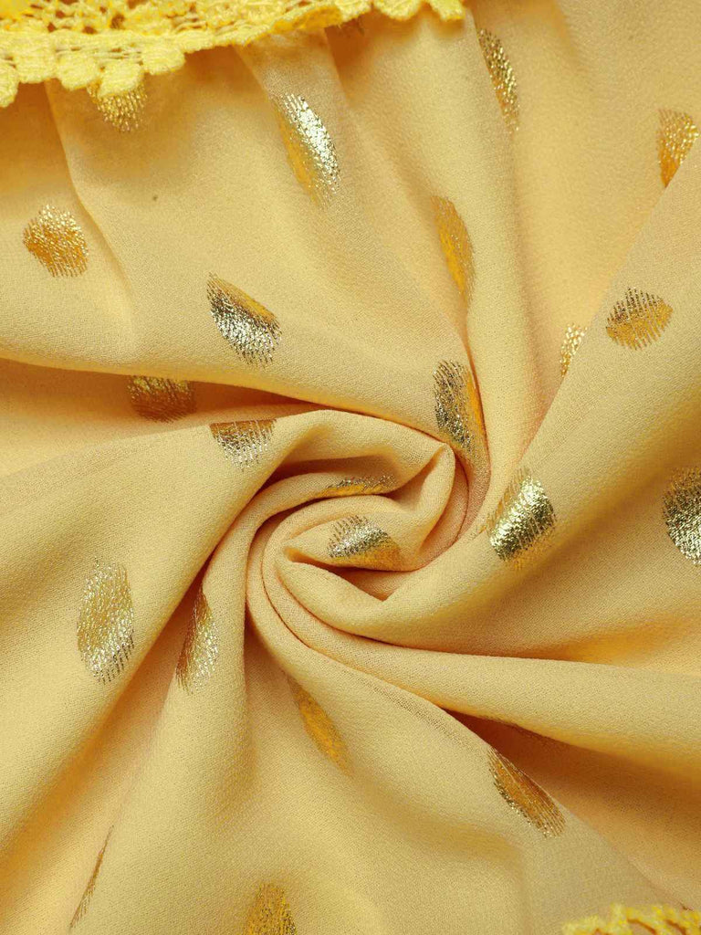 Yellow 1950s Lace Patchwork Polka Dots Dress